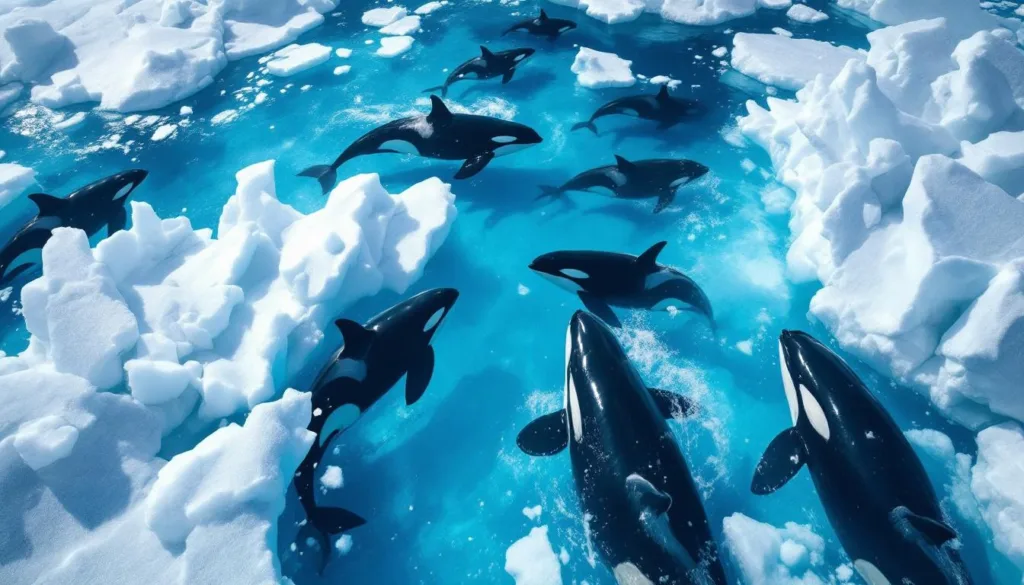 האורקות מתקרבות בצורה מסוכנת למדפי הקרח הנמסים, מצב שמעלה דאגות סביבתיות משמעותיות ומשפיע על המערכת האקולוגית הימית.