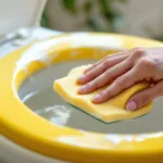 עקרת בית משתפת טיפים יעילים להסרת כתמים צהובים מהשירותים בעזרת נוזל נשכח שפועל להלבנה מהירה וקלה.