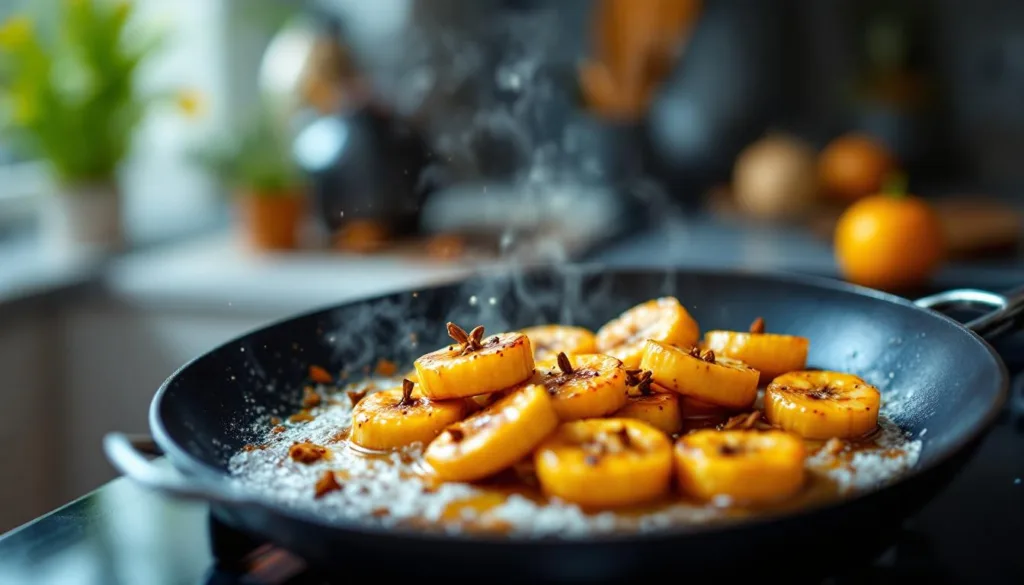 גלה מתכון מהיר וטעים למחבת בננות מקורמלות עם תבלינים חמים, כפי שחושף קונדיטור מומחה.