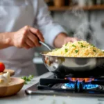 שף מקצועי מסביר מדוע חשוב לקלות אורז לפני הוספת נוזלים בבישול ואיך זה משפיע על הטעם והמרקם של המנה.